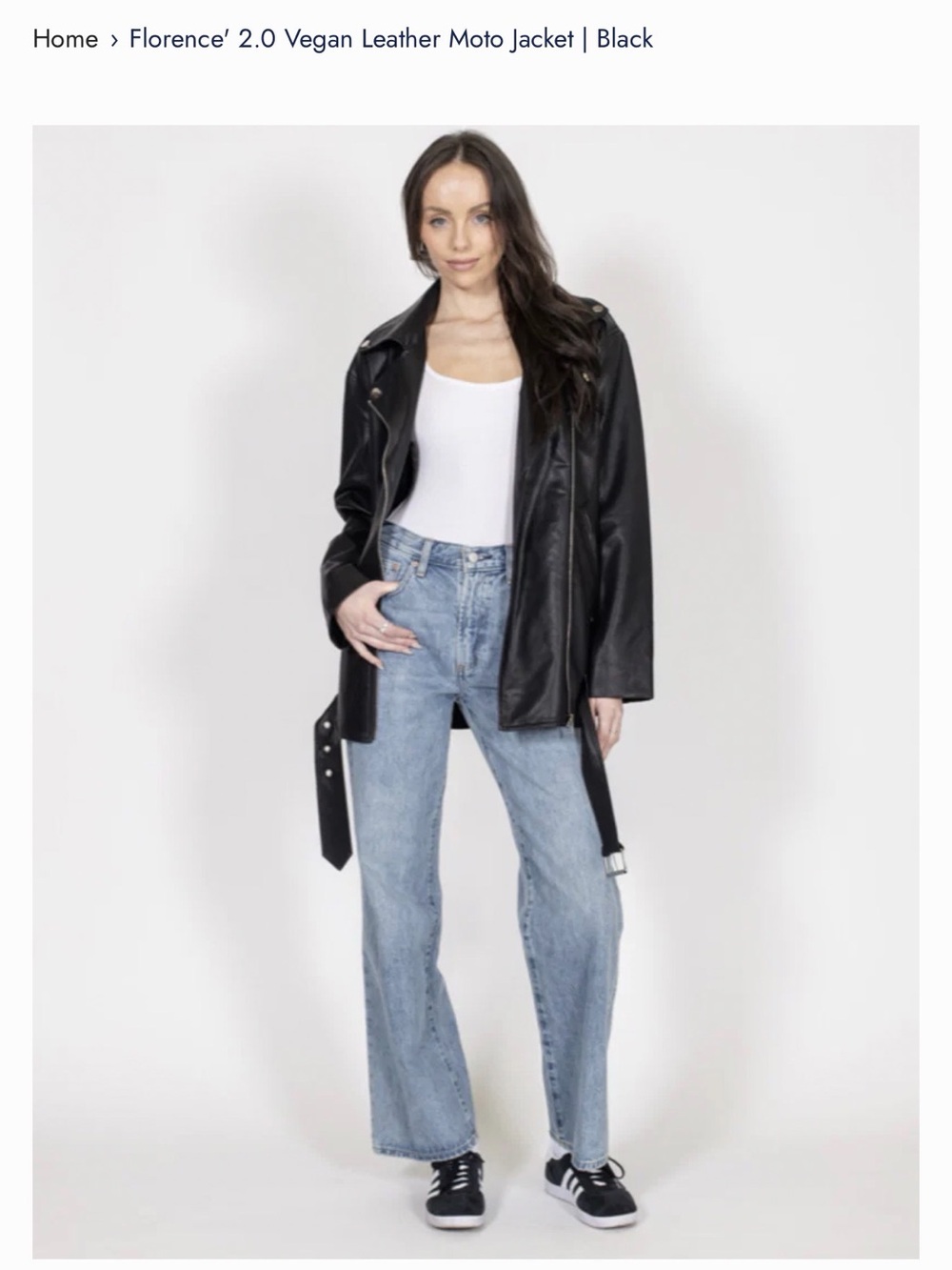 Brunette The Label Black Vegan Leather Moto Jacket